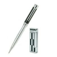 Подарочный набор Pierre Cardin: шариковая ручка и зажигалка. Цвет серебристый / черный, отделка элементов хром