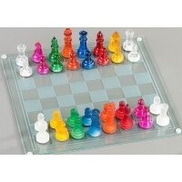 Шахматы стеклянные цветные