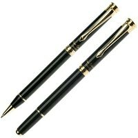 Набор ручка шариковая и роллер Pierre Cardin PEN and PEN цвет черный с позолоченными элементами дизайна
