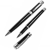 Набор ручка шариковая и роллер Pierre Cardin PEN and PEN цвет черный с хромированными элементами дизайна