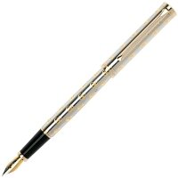Перьевая ручка Pierre Cardin Evolution серебристого цвета. Детали дизайна позолота, перо сталь с позолотой