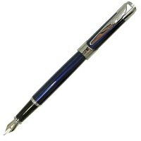 Перьевая ручка Pierre Cardin Les Plus синего цвета, детали дизайна хром