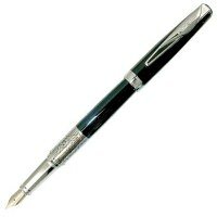 Перьевая ручка Pierre Cardin Secret черного цвета. Детали дизайна сталь и хром