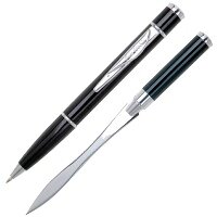 Набор Pierre Cardin: ручка шариковая и нож для конвертов цвет черный, отделка хром