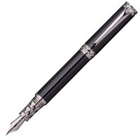 Перьевая ручка Pierre Cardin Monarque темного цвета, детали дизайна хром